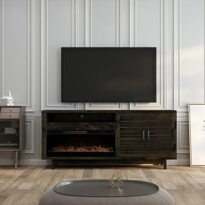 Avondale – Electric Fireplace TV Console, For TVs Up To 95″ – Charcoal Brown