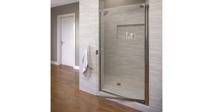 Basco Armon 66″ High x 35-5/8″ Wide Hinged Semi Frameless Shower Door with Clear Glass