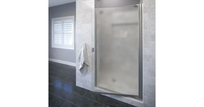 Basco Armon 66″ High x 35-5/8″ Wide Hinged Semi Frameless Shower Door with Obscured Glass