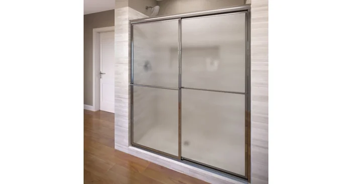 Basco Deluxe 68″ High x 44″ Wide Bypass Framed Shower Door with Obscured Glass
