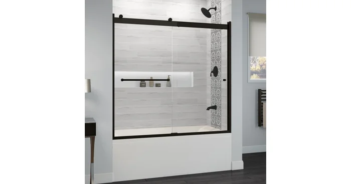 Basco Rotolo 57″ High x 60″ Wide Bypass Semi Frameless Tub Door with Clear Glass