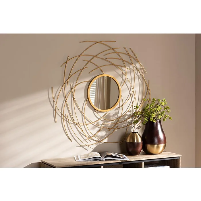 Baxton Studio Aelius Modern and Contemporary Gold Finished Accent Wall Mirror – Gold