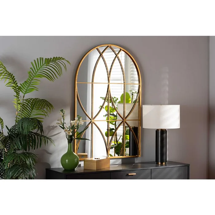 Baxton Studio Celerina Modern and Contemporary Gold Finished Metal Accent Wall Mirror – Gold