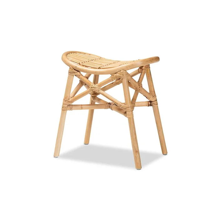 Baxton Studio Elgon Modern Bohemian Natural Brown Rattan Footstool – Natural Brown