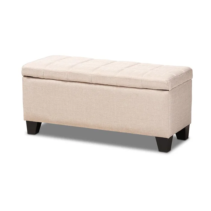 Baxton Studio Fera Modern and Contemporary Beige Fabric Upholstered Storage Ottoman – Beige
