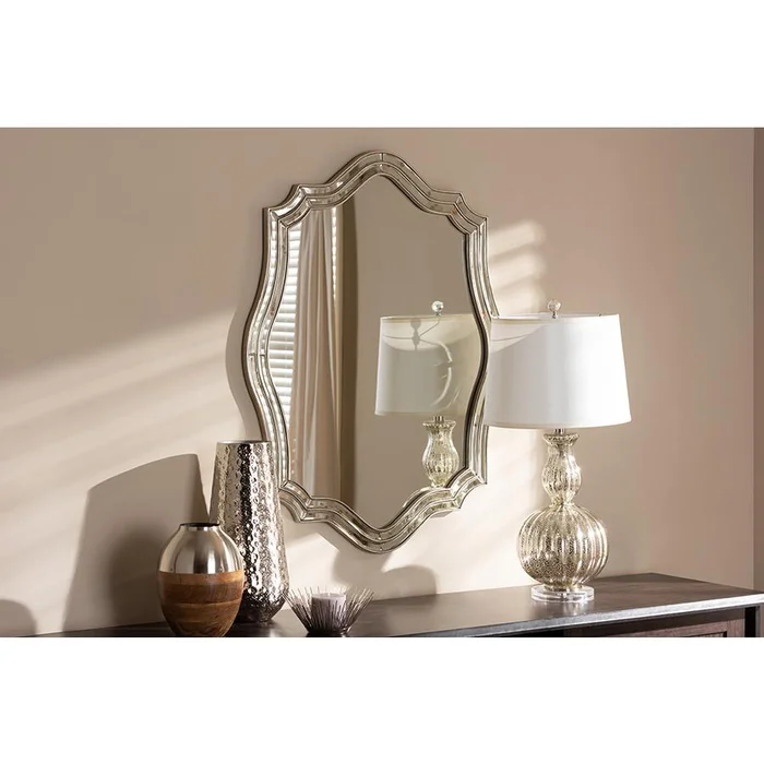 Baxton Studio Isidora Art Deco Antique Silver Finished Accent Wall Mirror – Antique Silver