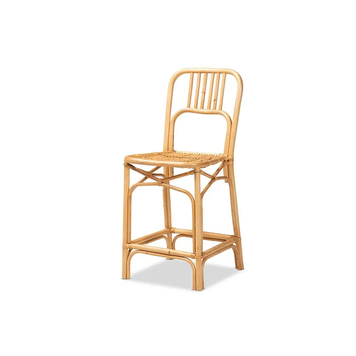 Baxton Studio Ivora Modern Bohemian Natural Brown Rattan Counter Stool – Natural Brown