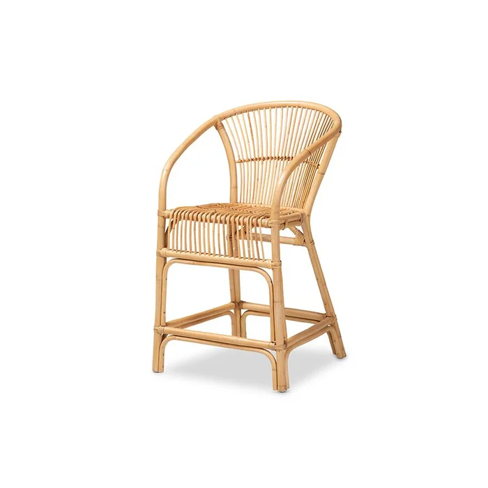 Baxton Studio Murai Modern Bohemian Natural Brown Rattan Counter Stool – Natural Brown