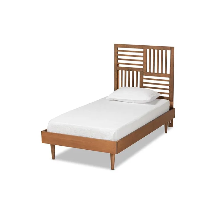 Baxton Studio Romy Modern and Contemporary Walnut Brown Finished Wood Twin Size Platform Bed – Walnut Brown