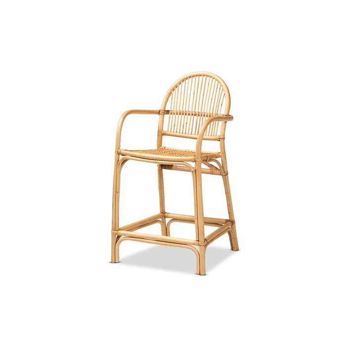 Baxton Studio Tugera Modern Bohemian Natural Brown Rattan Counter Stool – Natural Brown