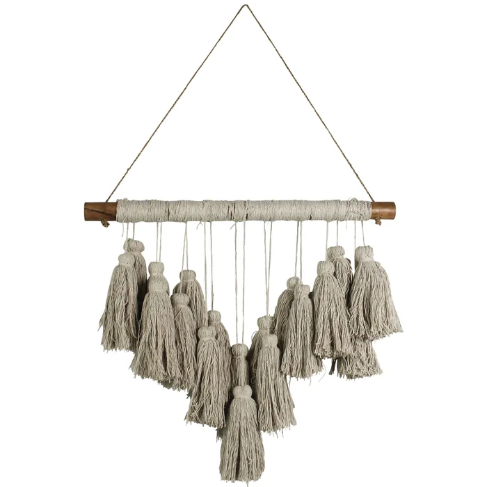 Beige Tassel Bohemian Wall Hanging By Homeroots