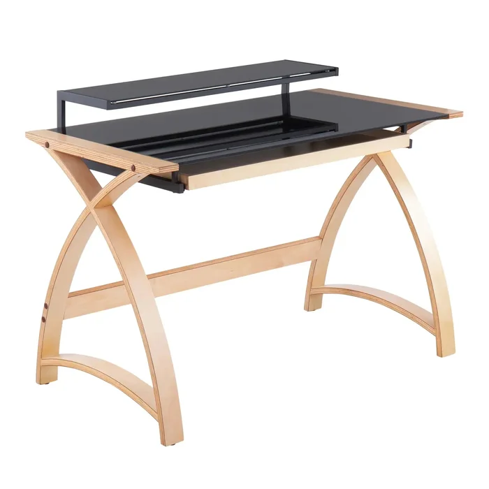 Bentley – Mid-Century Modern Office Desk – Natural / Black