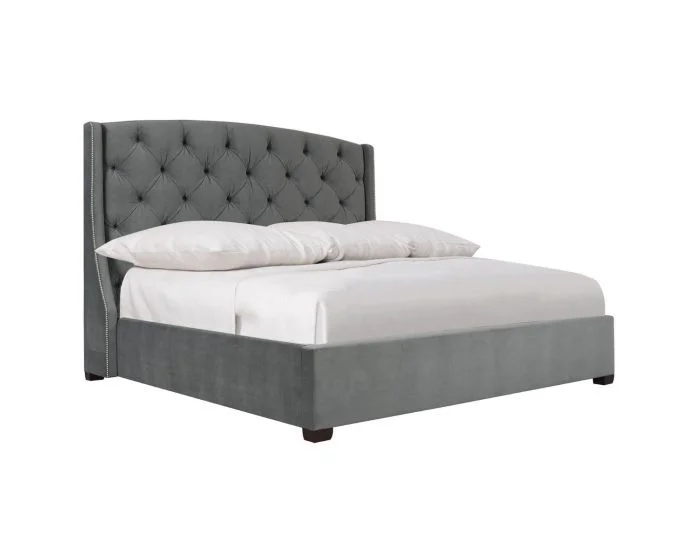 Bernhardt Interiors Jordan 64″H Button-Tufted Wing Bed, California King