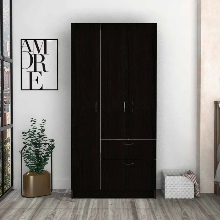 Black And White Three Door Armoire By Homeroots