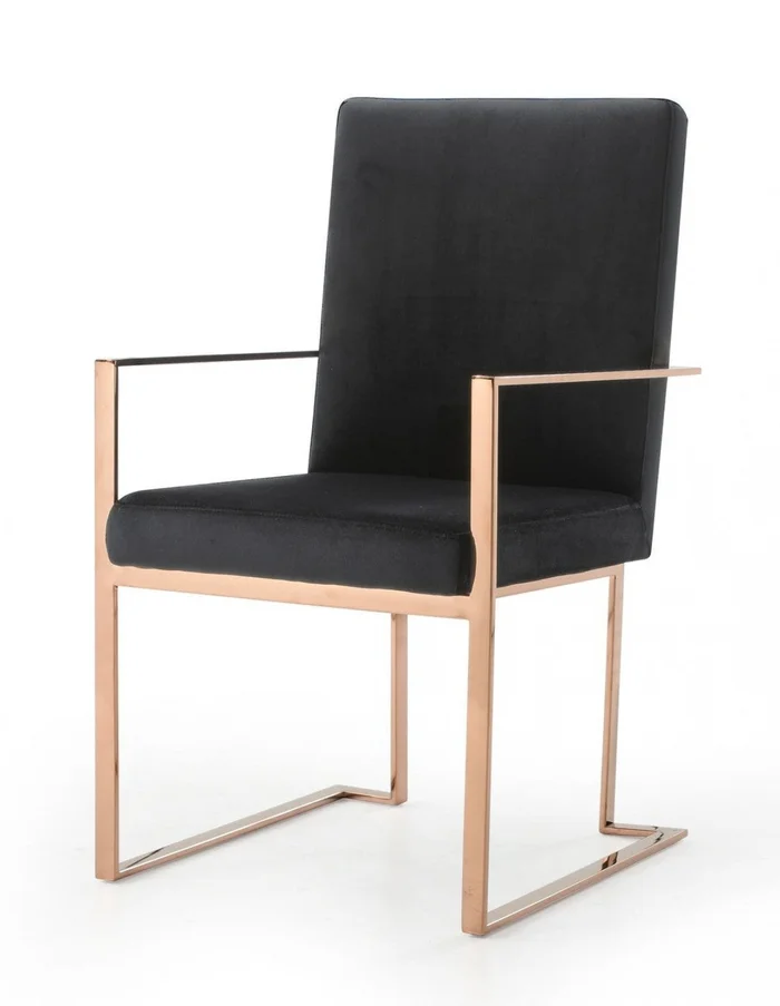 Black Rosegold Velvet Dining Chair By Homeroots