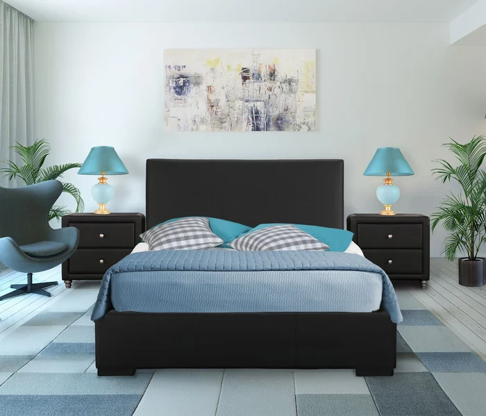 Black Upholstered Queen Platform Bed By Homeroots