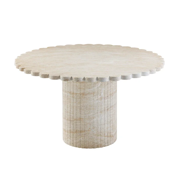 Blossom – Indoor / Outdoor Round Dining Table – Washed Travertine