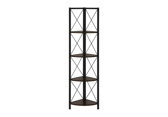 Bookshelf, Bookcase, Etagere, Corner, 4 Tier, Office, Marble Look Contemporary & Modern