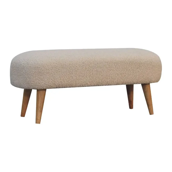 Boucle Hallway Bench – Cream