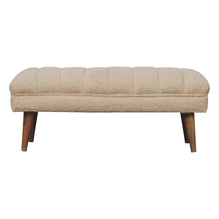 Boucle Puffer Bench – Beige