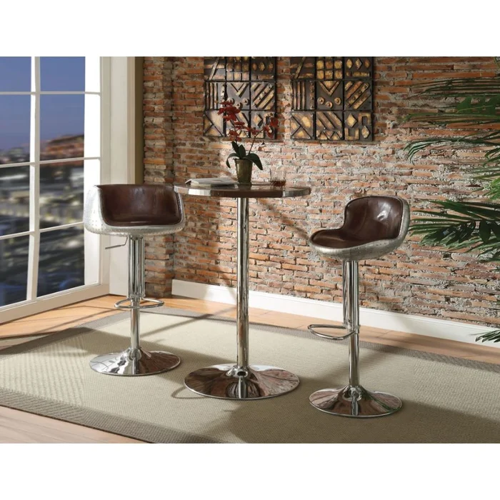 Brancaster Round Top Grain Leather Bar Table