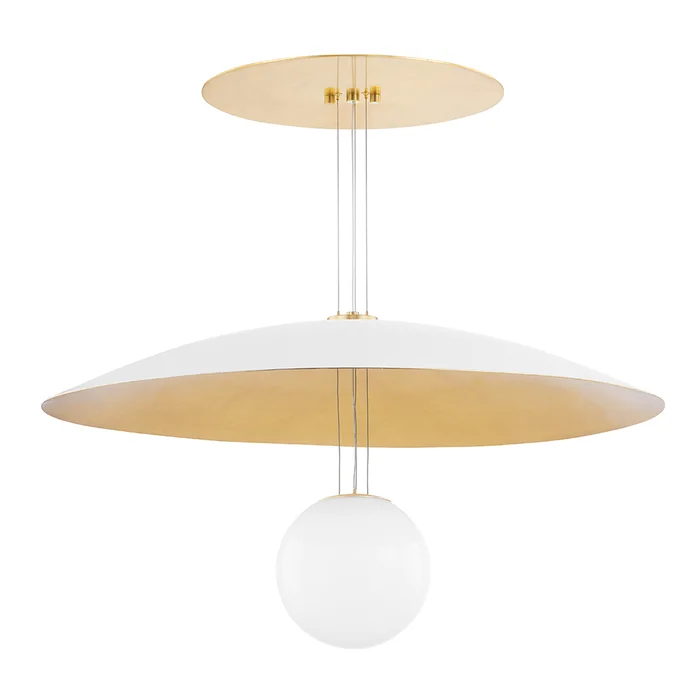 Brim 1 Light Large Pendant Soft White / Gold Leaf