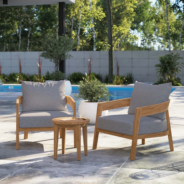 Brisbane 3-Piece Teak Wood Outdoor Patio Outdoor Patio Set By Modway –