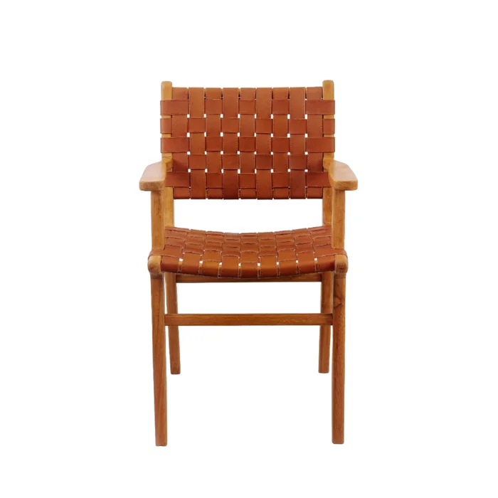 Cahyo Woven Leather Dining Armchair