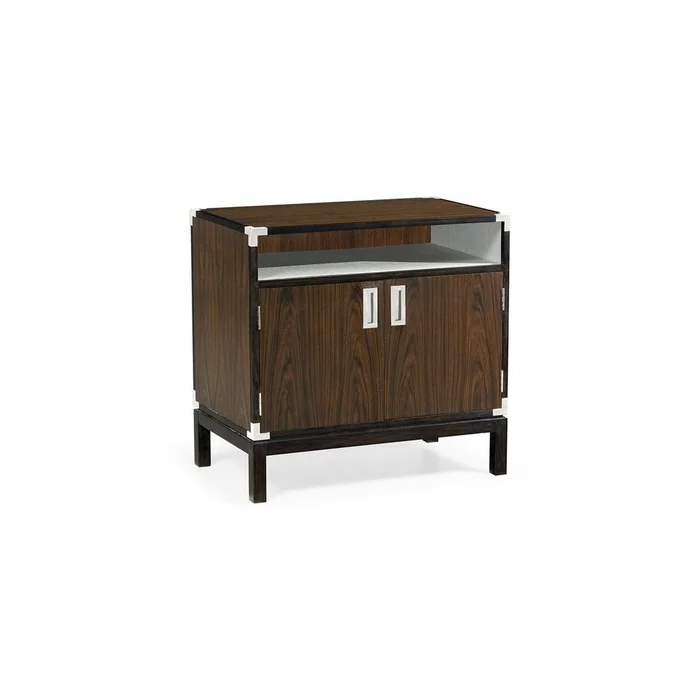 Campaign Style Dark Santos Rosewood Bedside Cabinet