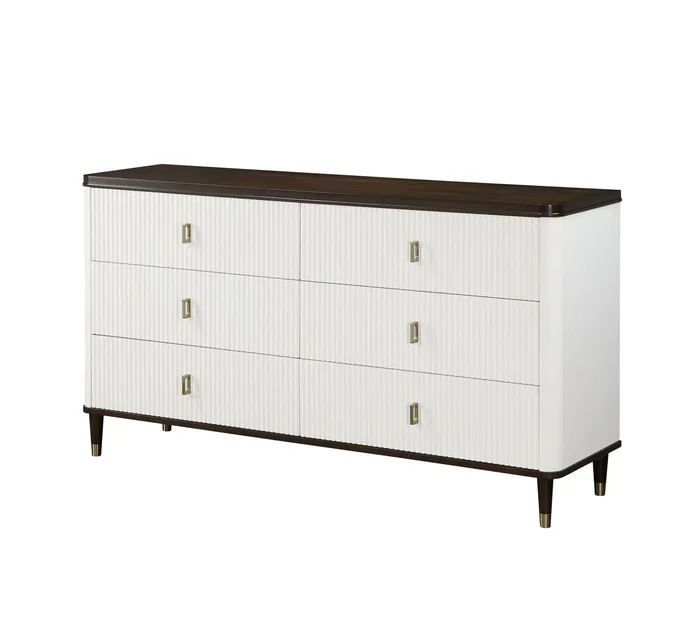 Carena – Dresser With Jewerly Tray – White / Walnut