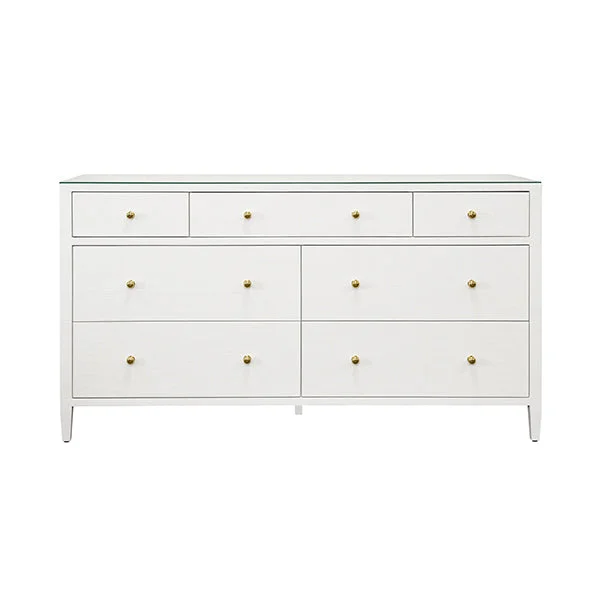 Carnegie Seven Drawer Chest In Textured White Linen