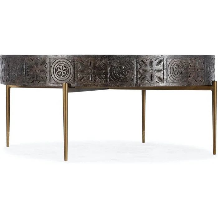 Carved Round Cocktail Table