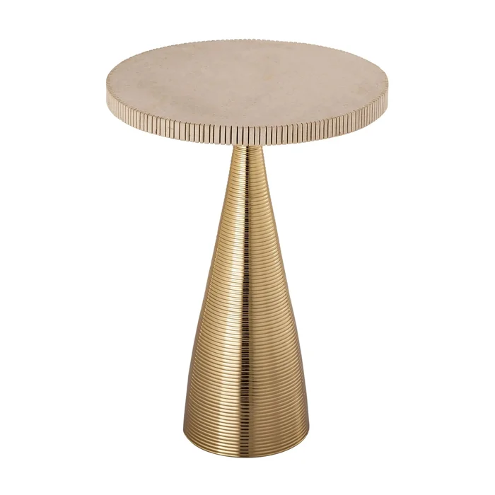 Celeste – Ribbed Side Table – Beige