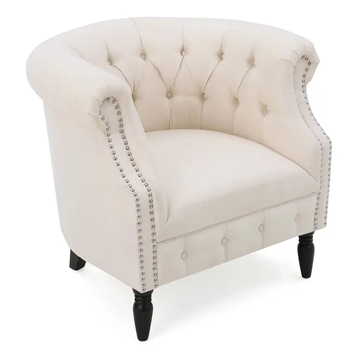 Celestialis – Upholstered Club Chair With Tub Design And Rolled Recessed Armrests