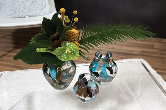 Chip Vase Set Of 3 By Accent Decor – Multicolor – Glass – 40980