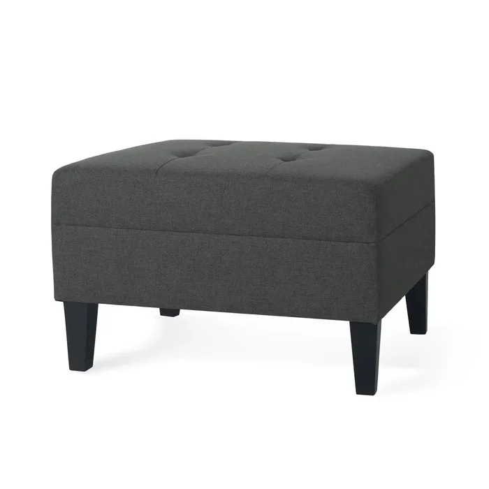 Classic Ottoman With Birch Wood Legs And Fabric Upholstery