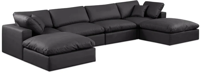 Comfy – 6 Piece Faux Leather Modular Double Chaise Sectional