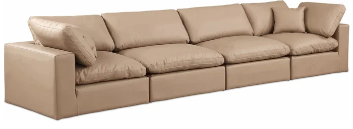 Comfy – Faux Leather Modular Sofa 4 Seats – Tan