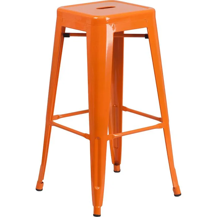 Commercial Grade 30″ High Backless Orange Metal Indoor-Outdoor Barstool With Square Seat By Flash Furniture – Orange