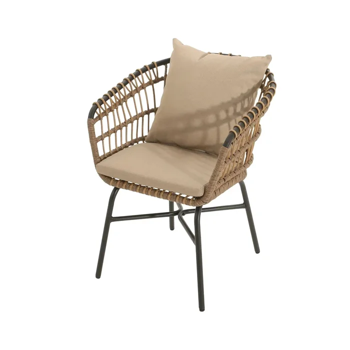 Contemporary Outdoor Patio Chairs With Cushions (Set of 2) – Beige / Black