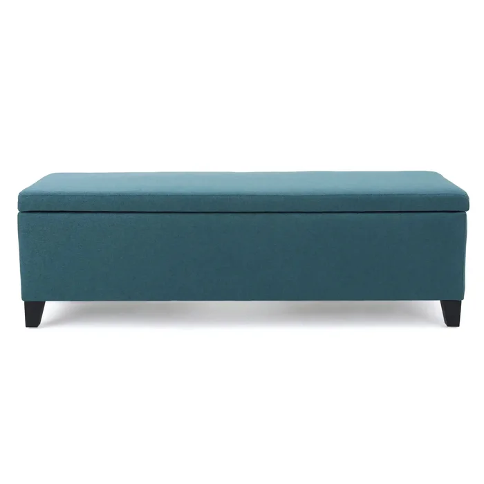 Contemporary Storage Ottoman Bench With Polyester Upholstery
