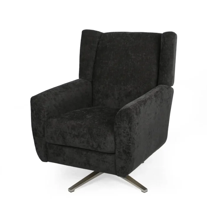 Contemporary Swivel Chair With Wingback Design – Black