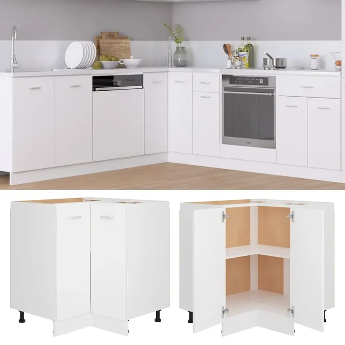 Corner Bottom Cabinet Lyon White 75.5×75.5×81.5 cm Engineered Wood