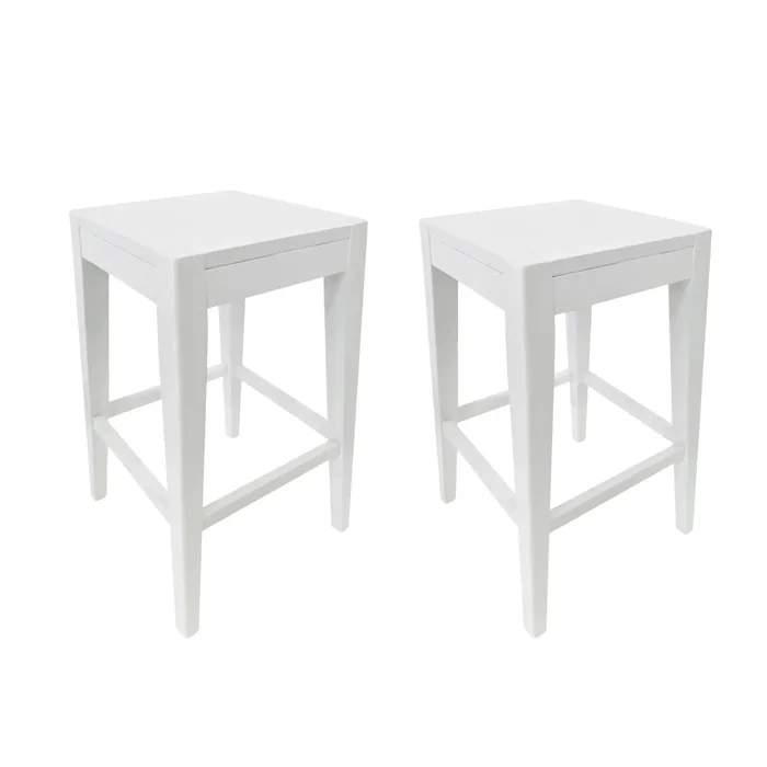 Counter Barstool (Set of 2), Rubber Wood – White