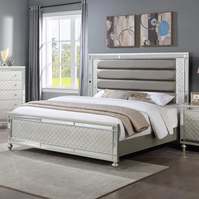 Crown Mark Cristian B1680 King Bed – Champagne