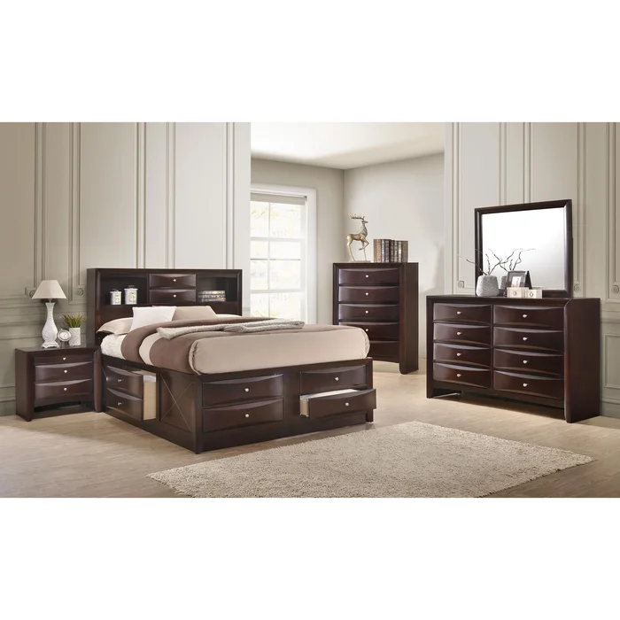 Crown Mark Emily B4265 7 pc Queen Bookcase Bedroom Set