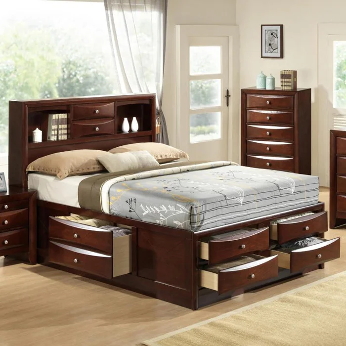 Crown Mark Emily Queen Bed with Storage B4255-Q-HBFB/B4255-Q-RAIL/B4255-Q-DRW-L/B4255-Q-DRW-R