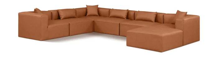 Cube – 7 Piece Modular Sectional – Cognac