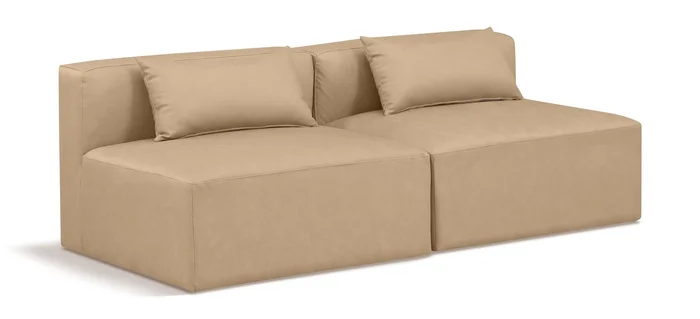 Cube – Modular 2 Seat Armless Sofa – Tan