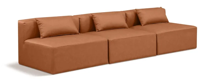 Cube – Modular 3 Seat Armless Sofa – Cognac